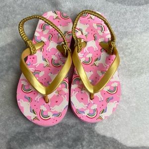 Cat &Jack Unicorn Flip Flops with Back Strap. Size 9/10